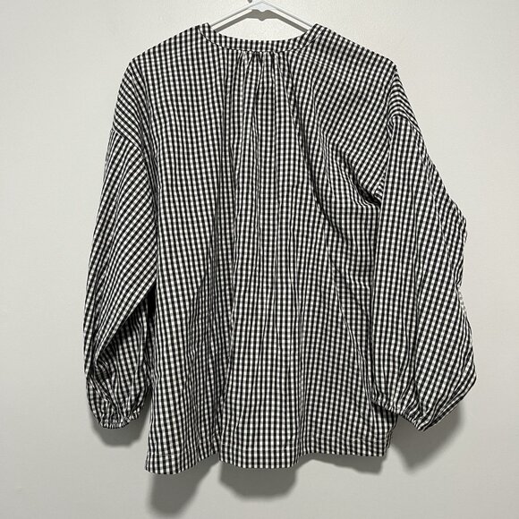 Pehr Black Gingham Women's Organic Cotton Blouse Size XS/S - Picture 6 of 9